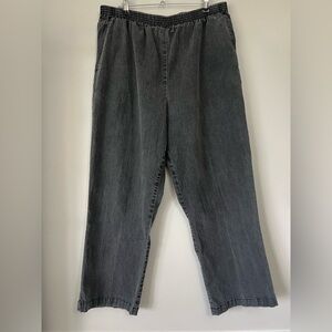 Alfred Dunner Jeans Womens 16 Crop Pull On Elastic Waist Faded Black Summer